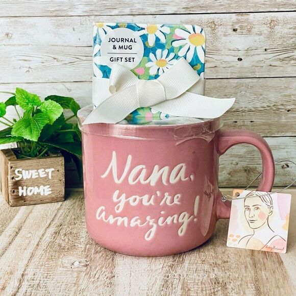 NWT Gorgeous ￼Casey Kimmel Pink “Nana You’re amazing” Mug & Journal Gift Set - Picture 1 of 12
